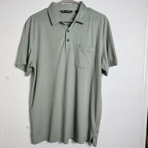 Travis Mathew Polo Shirt Mens Large Gray Performance Pima Cotton Blend Logo